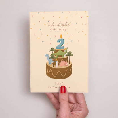 Einladungskarte Kindergeburtstag Kleiner Dinosaurier foto N° 2