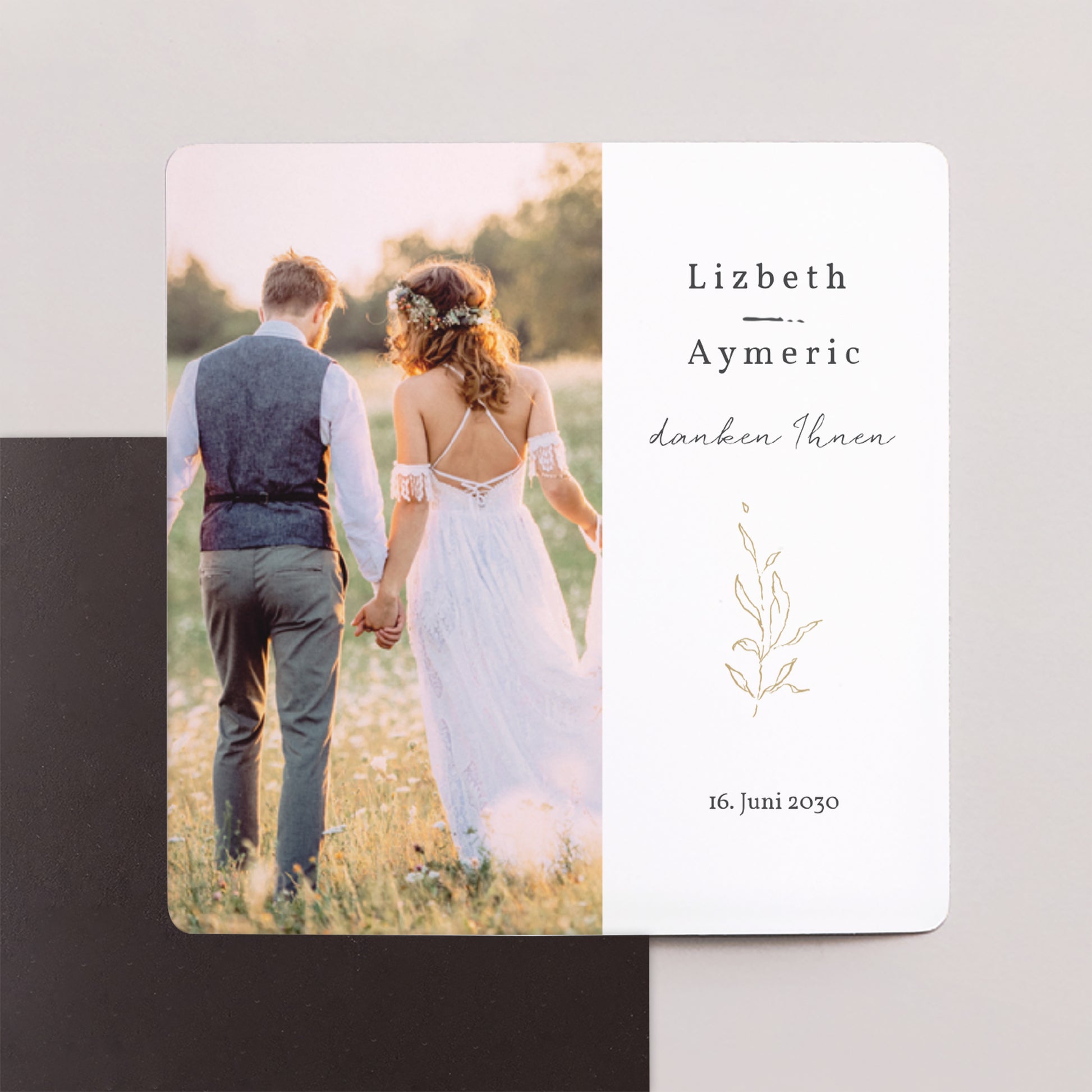 Dankeskarte Hochzeit Satz von 9, magnetisch. Frühlingszweig foto N° 1