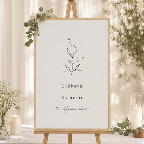 Begrüßungstafel Hochzeit Porträt 60 x 90 cm Frühlingszweig foto