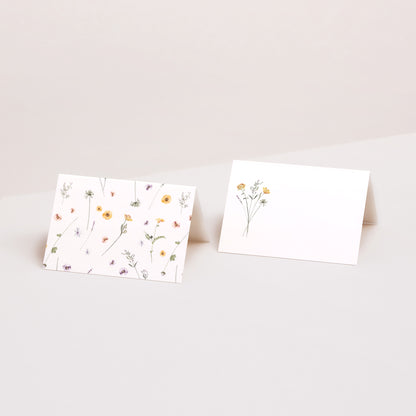 Tischkarten Hochzeit Quer Krone kleine Blumen foto N° 1