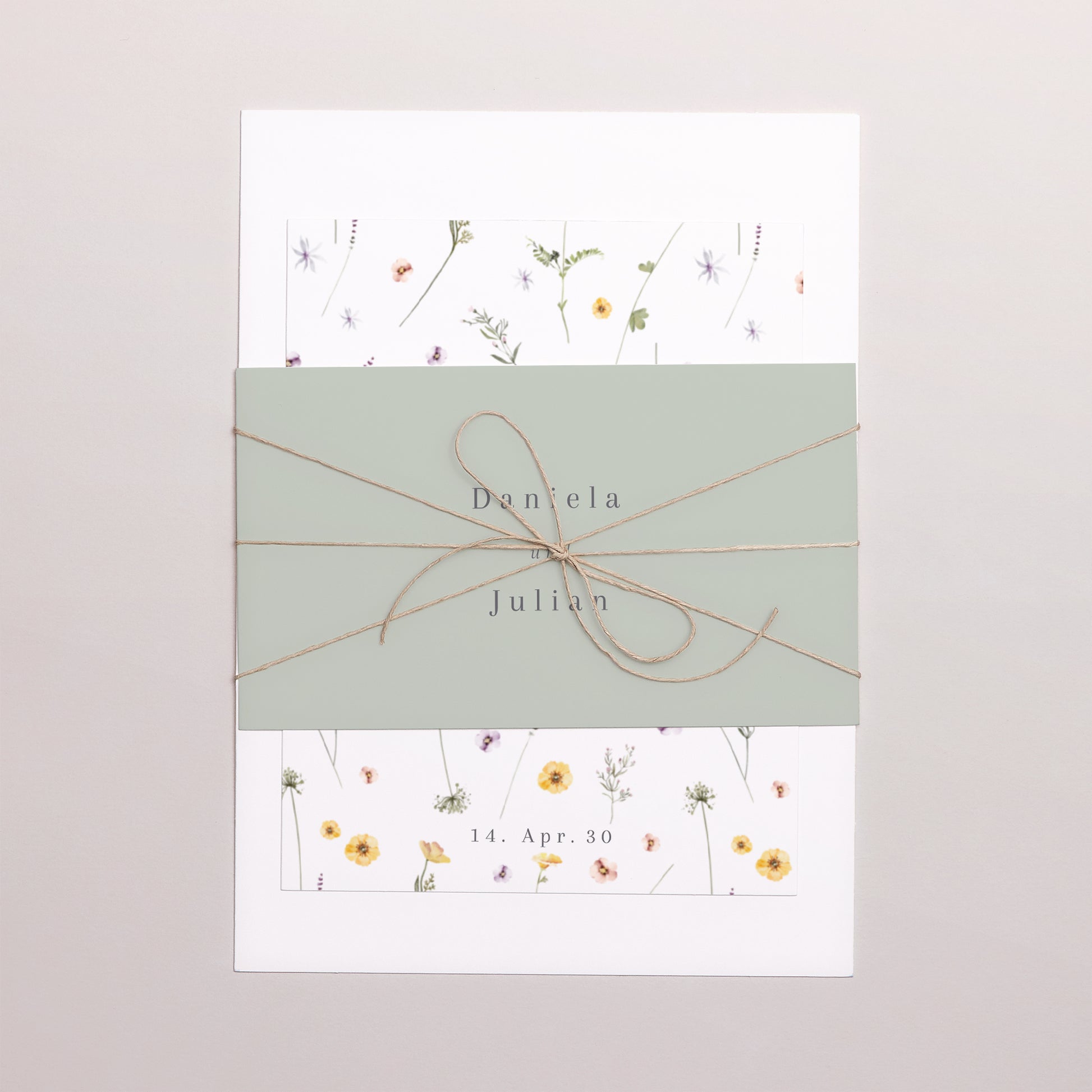 Hochzeitseinladung 3 Karten, Band Krone kleine Blumen foto N° 1