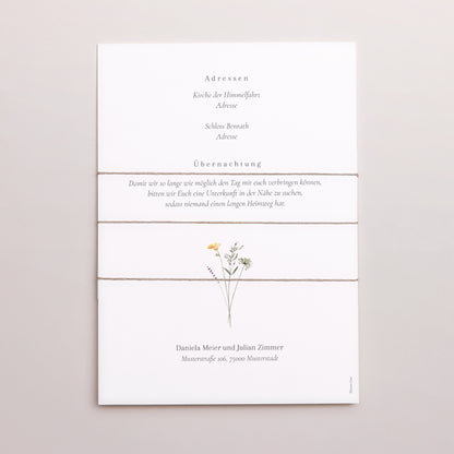 Hochzeitseinladung 3 Karten, Band Krone kleine Blumen foto N° 4