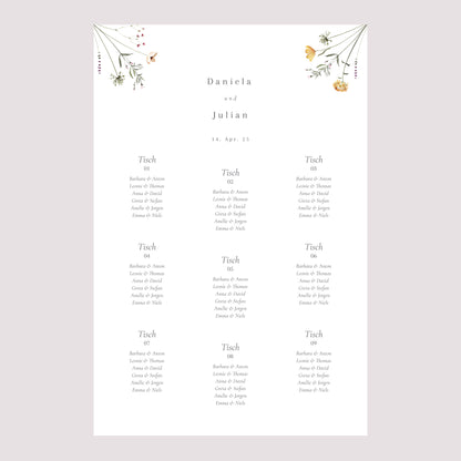 Sitzplan Hochzeit Porträt Krone kleine Blumen foto N° 2
