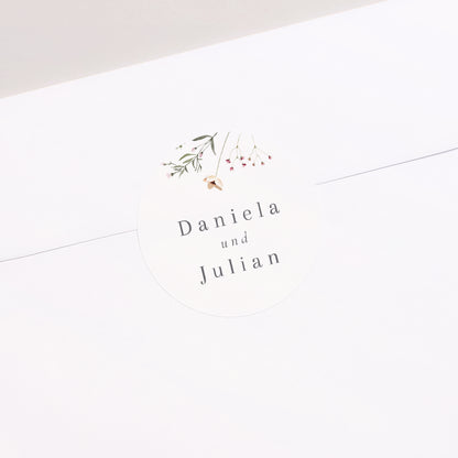 Sticker Hochzeit Rund Krone kleine Blumen foto N° 2