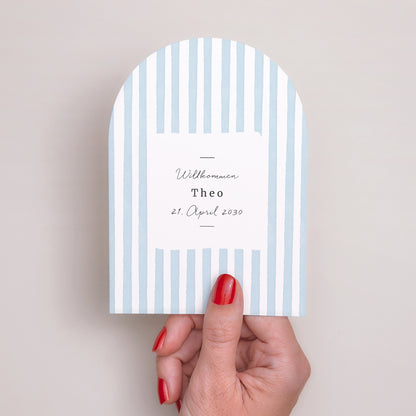 Geburtskarten Kleine Arche Himmelblaue Streifen foto N° 2