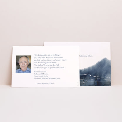Dankeskarte Trauer Landschaft Segelschiff Aquarell foto N° 2