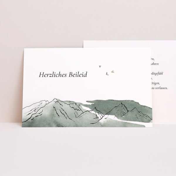 Kondolenzkarte Trauer Landschaft Berge Aquarell foto