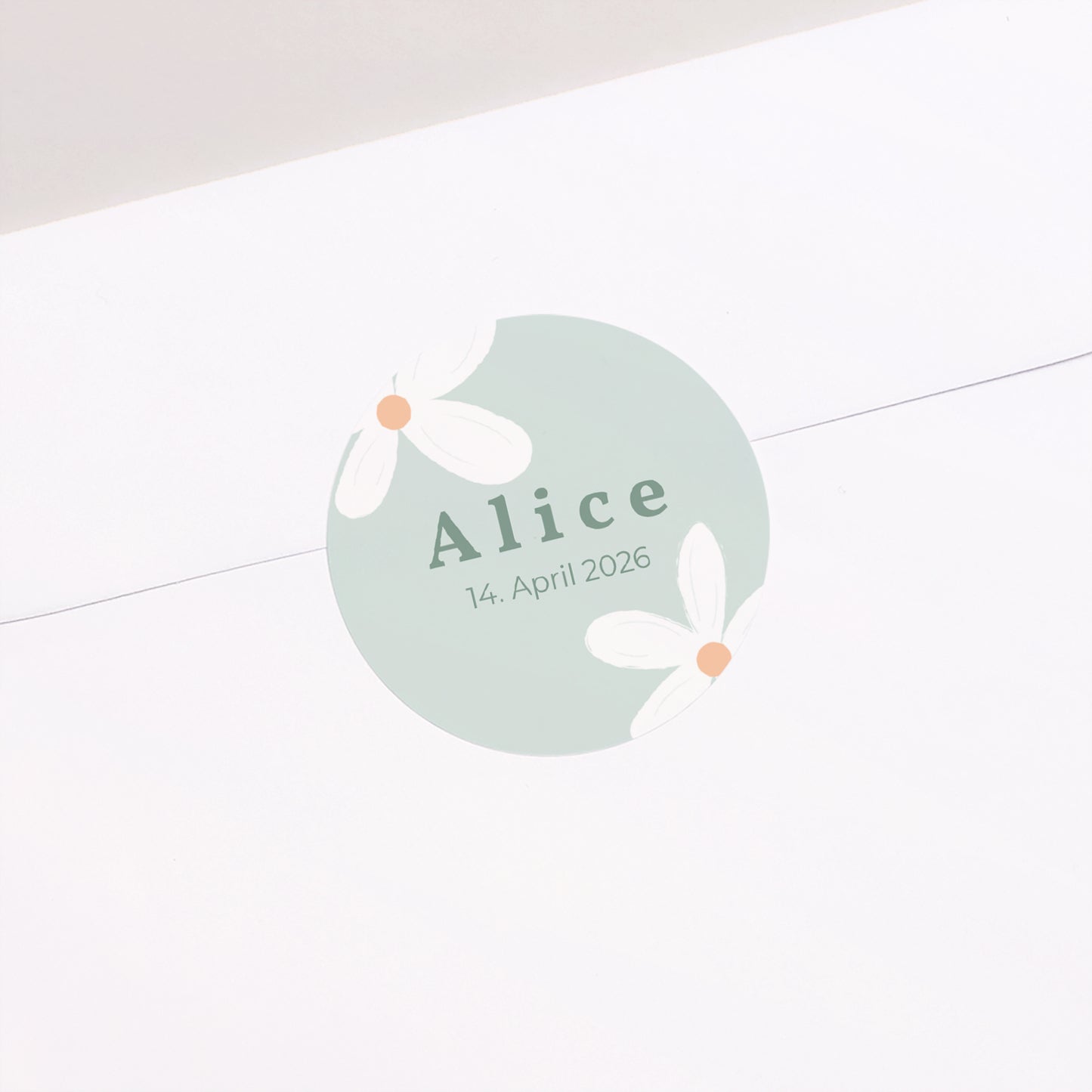 Sticker Geburt Rund Blaue Margeriten foto N° 2