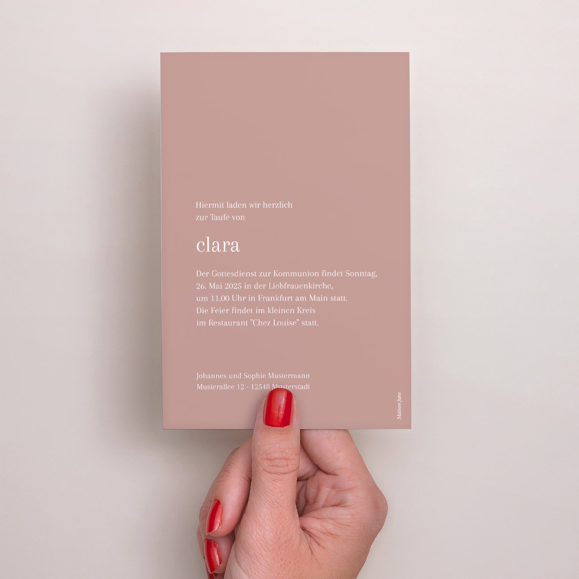Einladungskarte Kommunion PortraitPorträt Palma Rosa foto N° 3