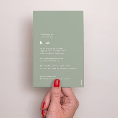 Einladungskarte Kommunion PortraitPorträt Palma Verde foto N° 3