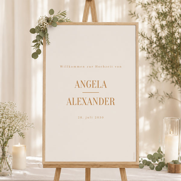Begrüßungstafel Hochzeit Porträt 60 x 90 cm Land des Ockers foto