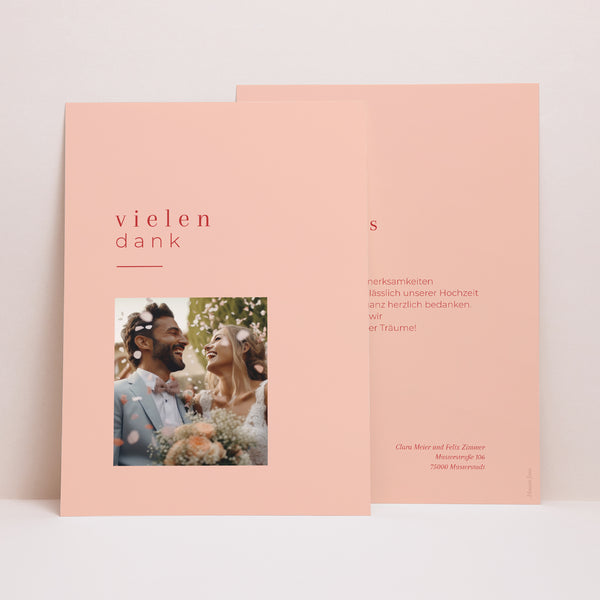 Dankeskarte Hochzeit Porträt Zitrusfrucht-Farben foto