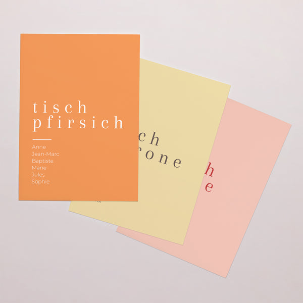 Tischnummern Hochzeit Rechteck Zitrusfrucht-Farben foto