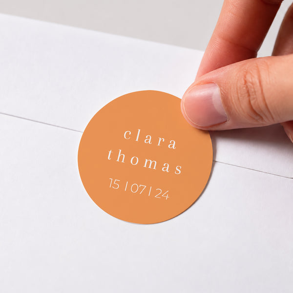 Sticker Hochzeit Rund Zitrusfrucht-Farben foto