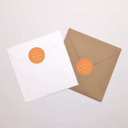 Sticker Hochzeit Rund Zitrusfrucht-Farben foto N° 4