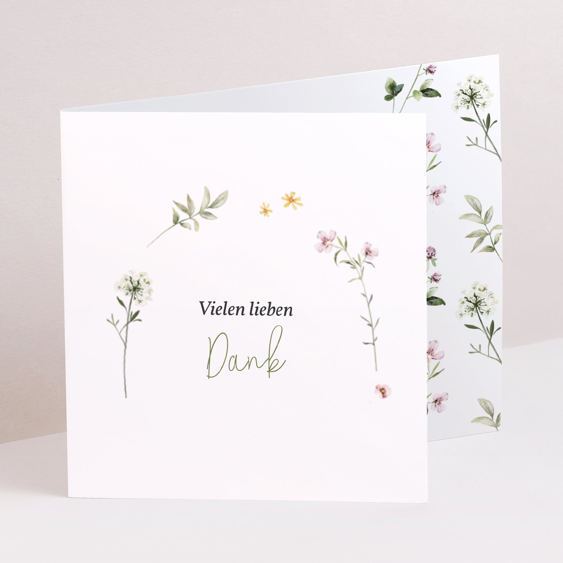 Dankeskarte Geburt Asymmetrische Zweiflügeltür Blumenkinder foto N° 1