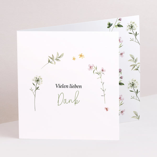 Dankeskarte Geburt Asymmetrische Zweiflügeltür Blumenkinder foto