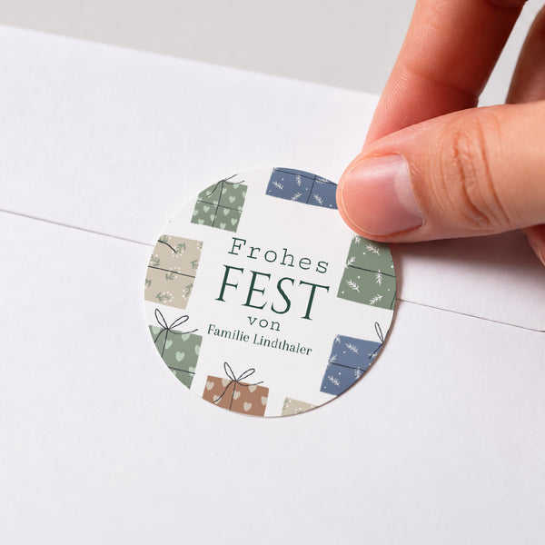 Sticker Weihnachten Rund Geschenke foto