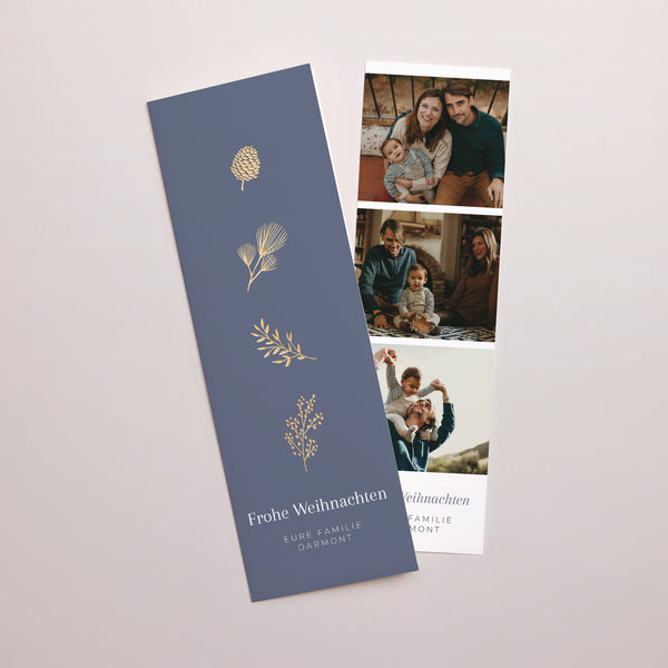 Weihnachtskarte Weihnachten Fotoautomaten Lesezeichen Goldene Weihnachtselemente foto