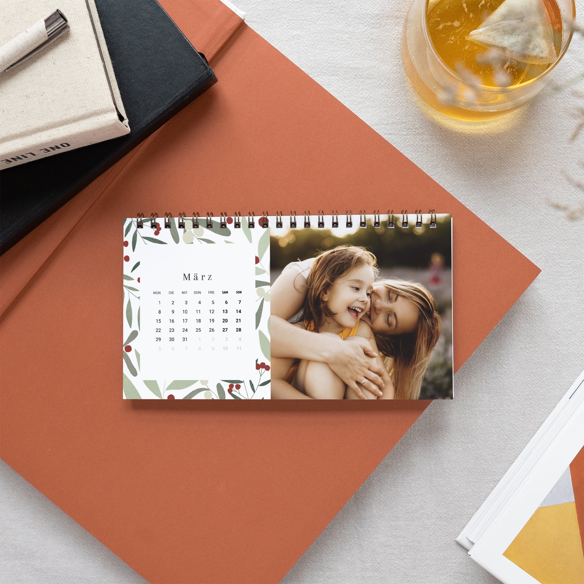 Kalender Weihnachten Büro, Landschaft Weihnachtsmotiv, Grüntöne foto N° 3