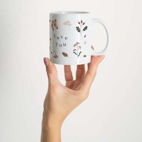 Tasse Weihnachten Weiß frohe weihnachten, eiche, pilze