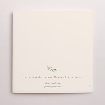 Hochzeitseinladung Doppelflügiges Quadrat Pflanzlich, Goldene Splitter foto N° 3