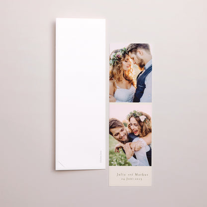 Dankeskarte Hochzeit Fotoautomaten Lesezeichen Pflanzlich, Goldene Splitter foto N° 3