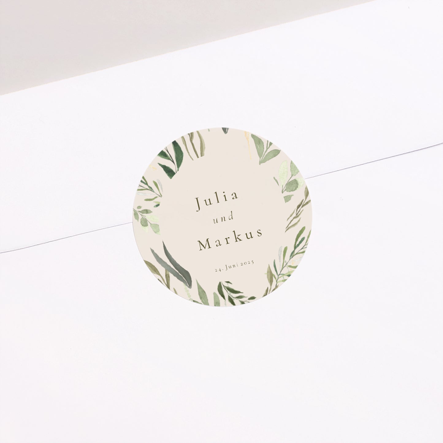 Sticker Hochzeit Rund Pflanzlich, Goldene Splitter foto N° 2