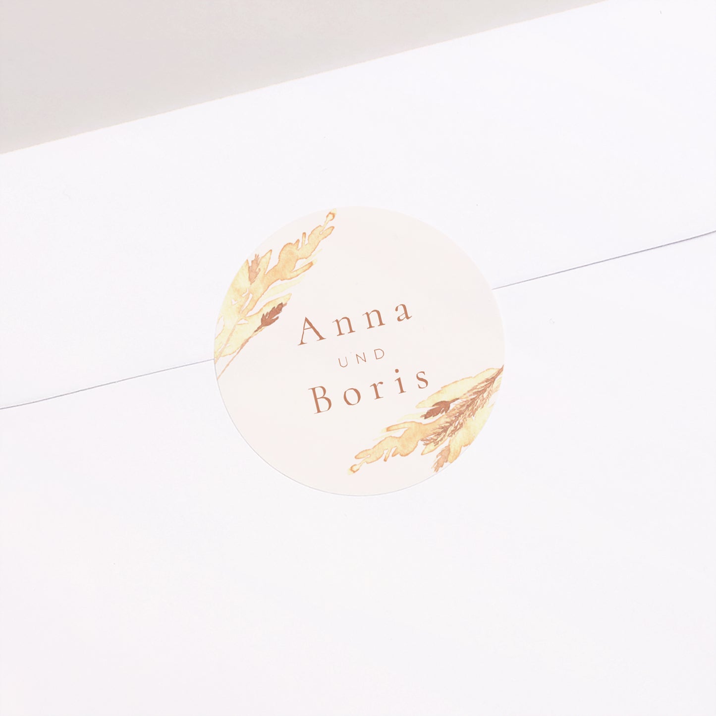 Sticker Hochzeit Rund pampa, dezentrierter Rahmen foto N° 2