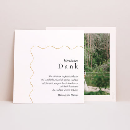 Dankeskarte Hochzeit Quadrat Wellen der Liebe foto N° 1