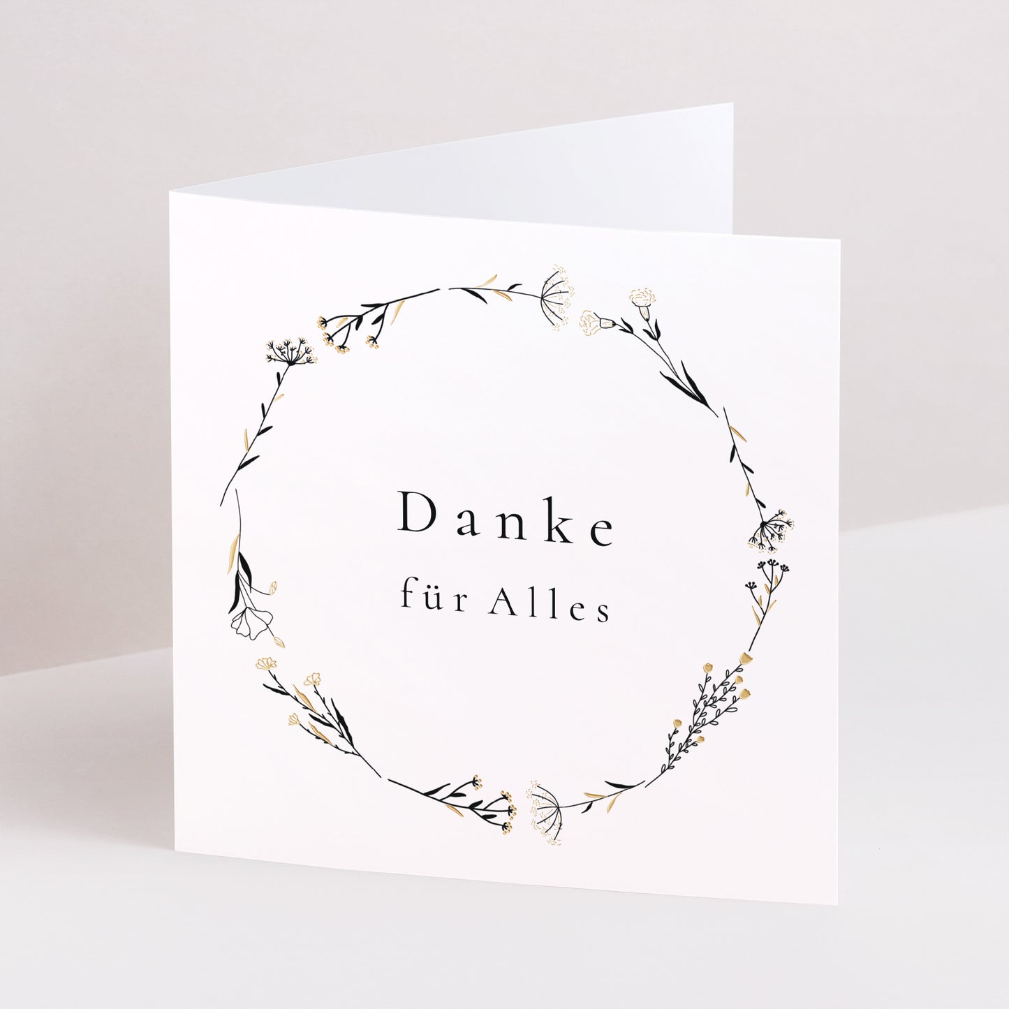 Dankeskarte Hochzeit Doppelflügiges Quadrat Pflanzliche Harmonie foto N° 1