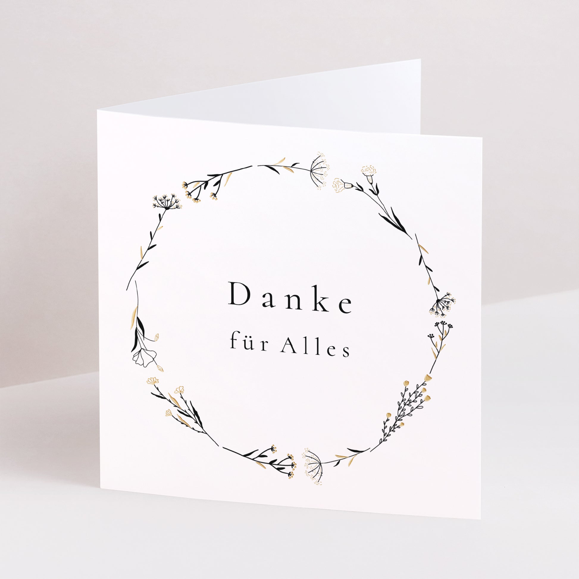 Dankeskarte Hochzeit Doppelflügiges Quadrat Pflanzliche Harmonie foto N° 1