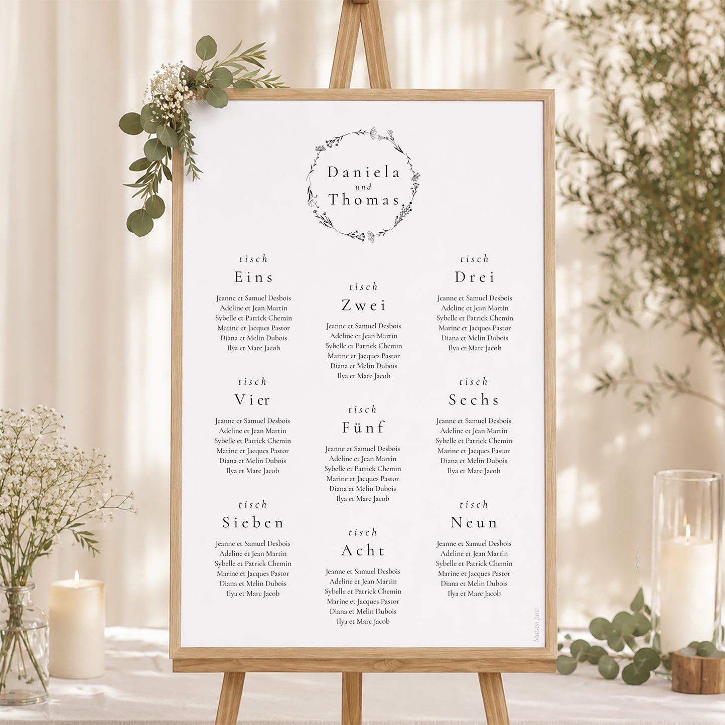 Sitzplan Hochzeit Porträt Pflanzliche Harmonie foto N° 1