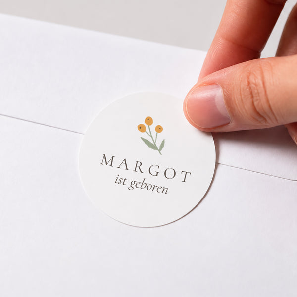 Sticker Geburt Rund blumenbody foto