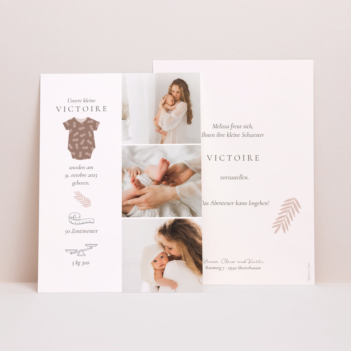 Geburtskarten Body, rosafarbene Zweige foto N° 1