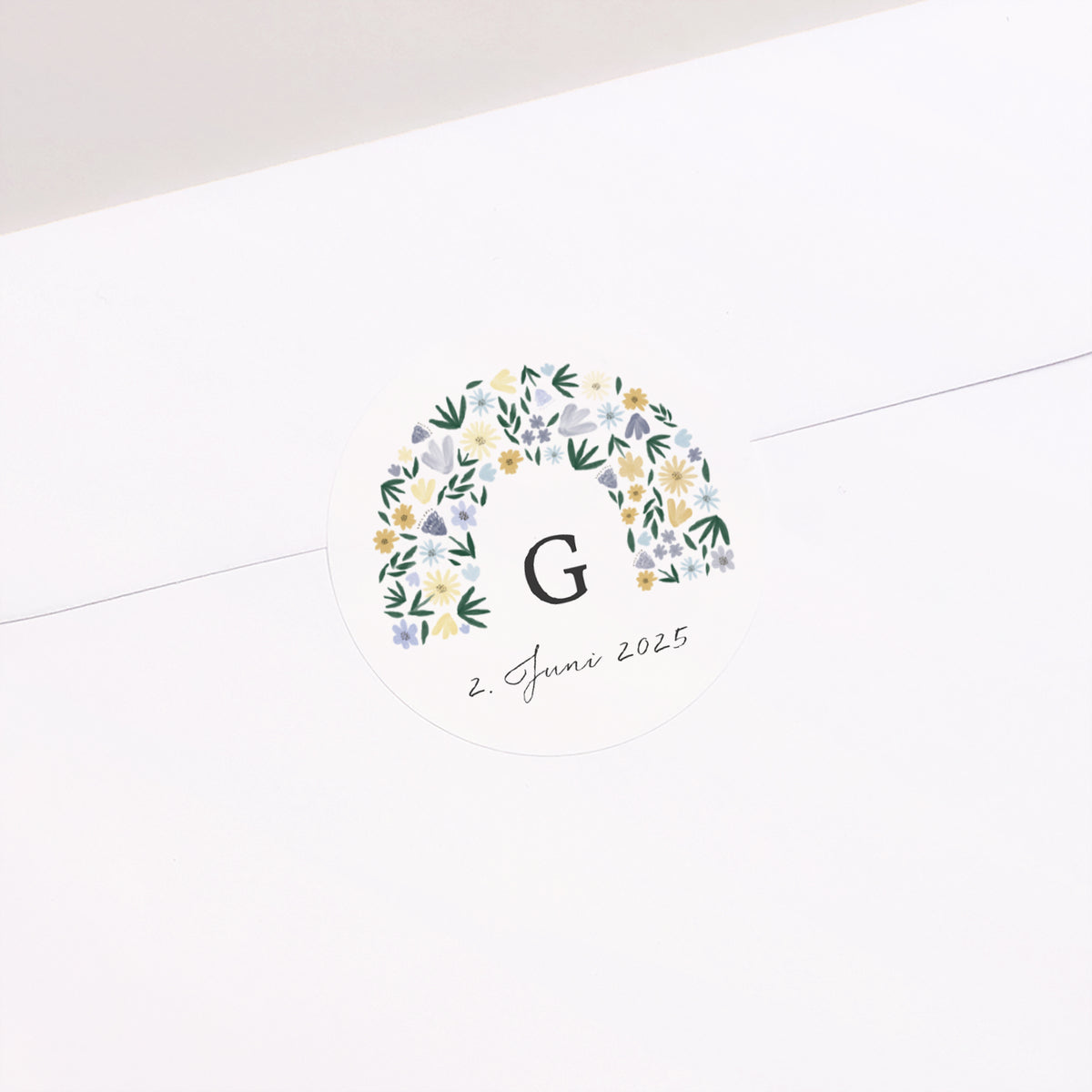 Sticker Geburt Rund Arc en fleurs Bleuté foto N° 1