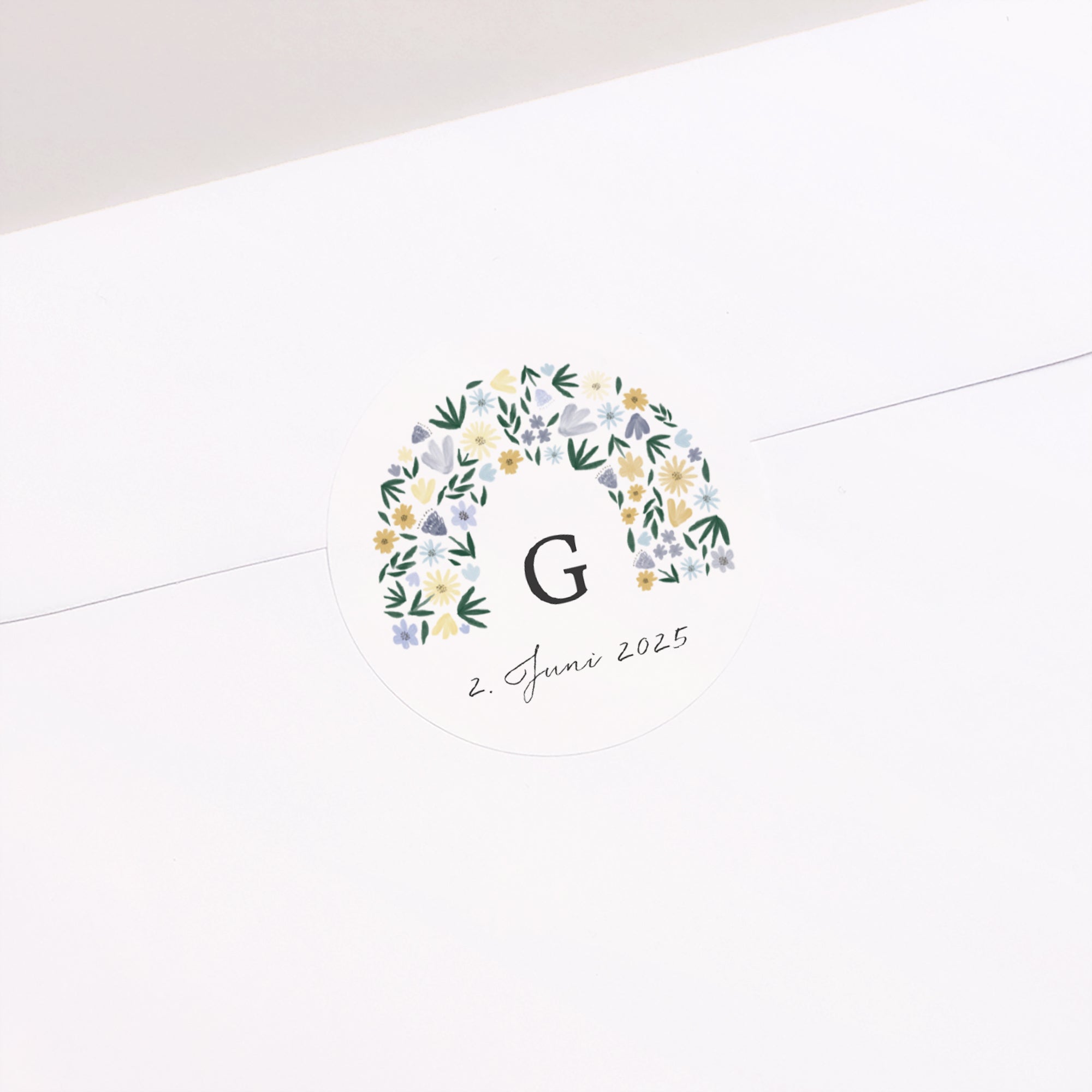 Sticker Geburt Rund Arc en fleurs Bleuté foto N° 1