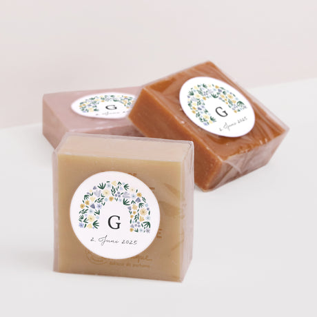 Sticker Geburt Rund Arc en fleurs Bleuté