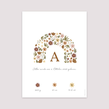 Poster Geburt Porträt Herbstlicher Blumenbogen
