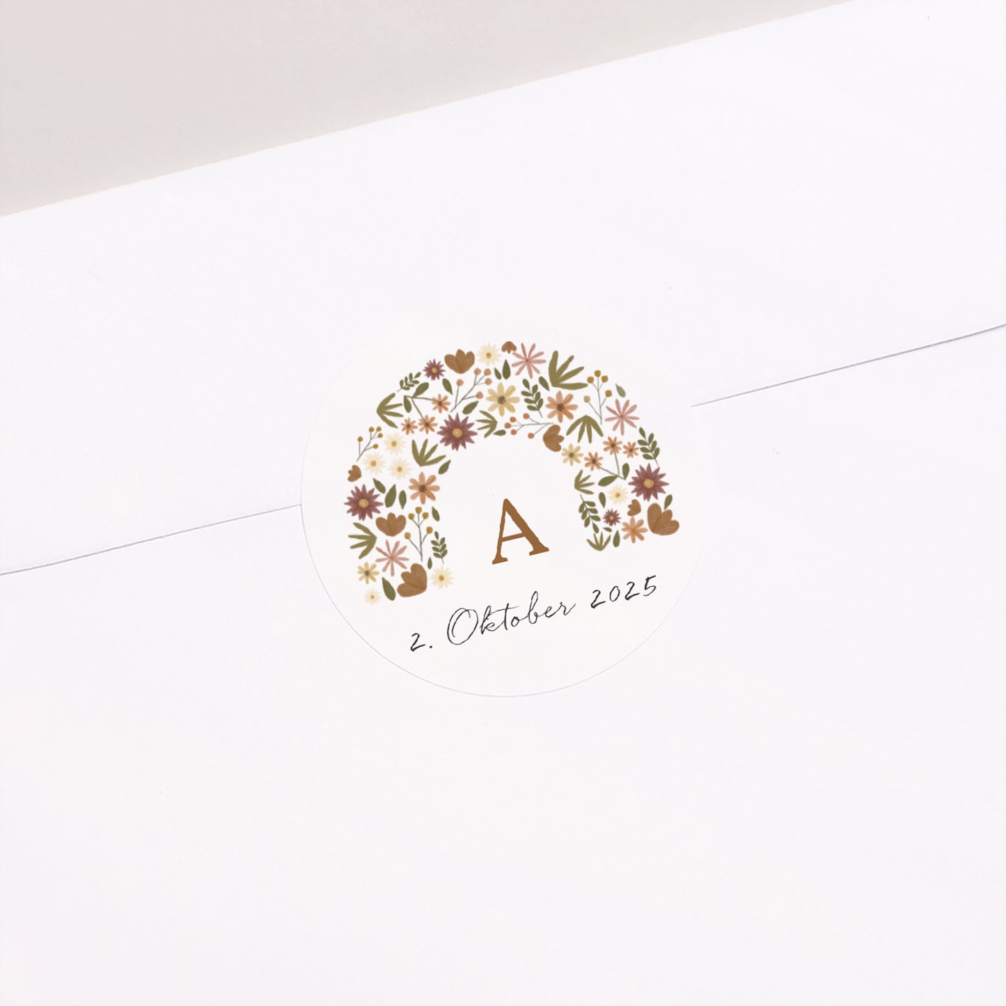 Sticker Geburt Rund Herbstlicher Blumenbogen foto N° 2