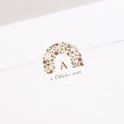 Sticker Geburt Rund Herbstlicher Blumenbogen foto N° 2