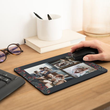 Mousepad Weihnachten Rechteck Flockenstrang und Kugel