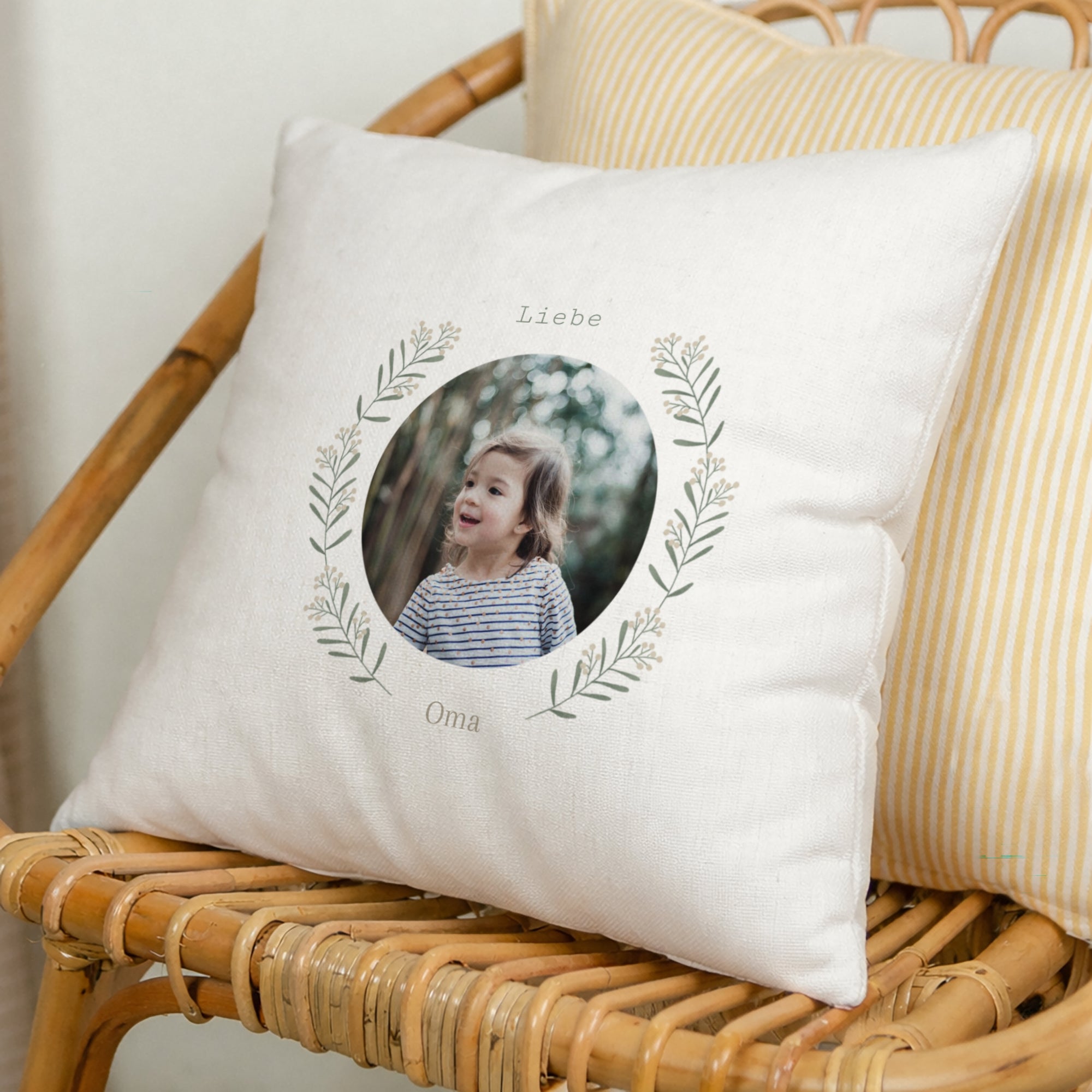 Kissen Weihnachten Natürliche Beige Flockenstrang und Kugel foto N° 1