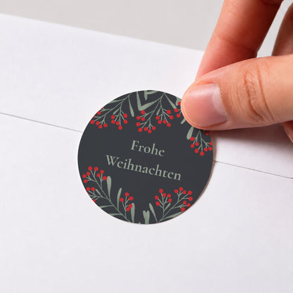 Sticker Weihnachten Rund Flockenstrang und Kugel foto N° 1