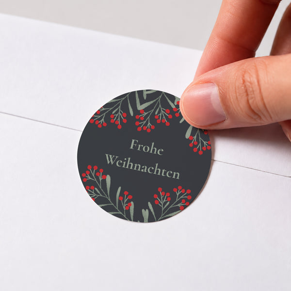 Sticker Weihnachten Rund Flockenstrang und Kugel foto