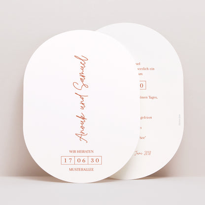 Hochzeitseinladung oval Elegante Typografie foto N° 1
