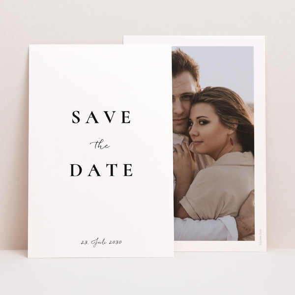 Save the date Karte Hochzeit PortraitPorträt Trio & Typo foto