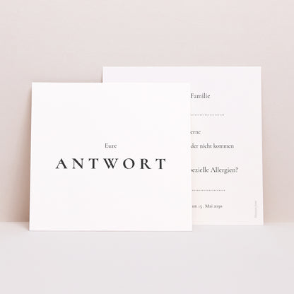 Antwortkarte Hochzeit Quadrat Trio & Typo foto N° 1