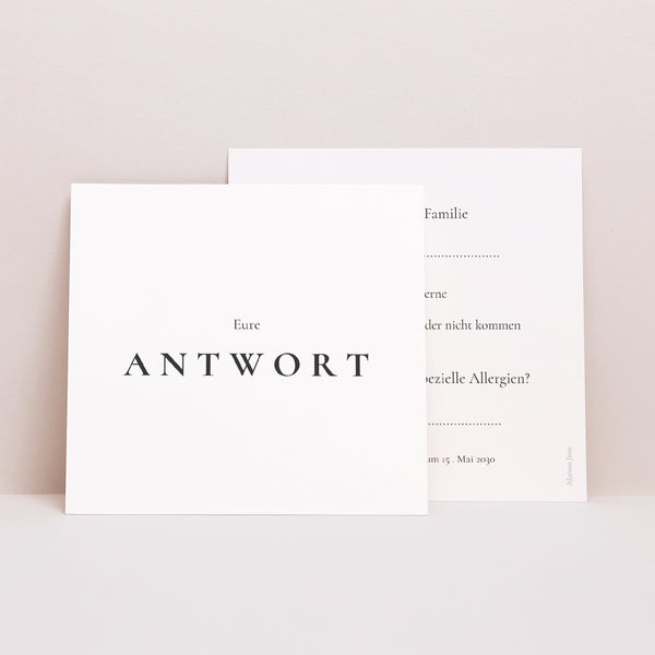 Antwortkarte Hochzeit Quadrat Trio & Typo foto