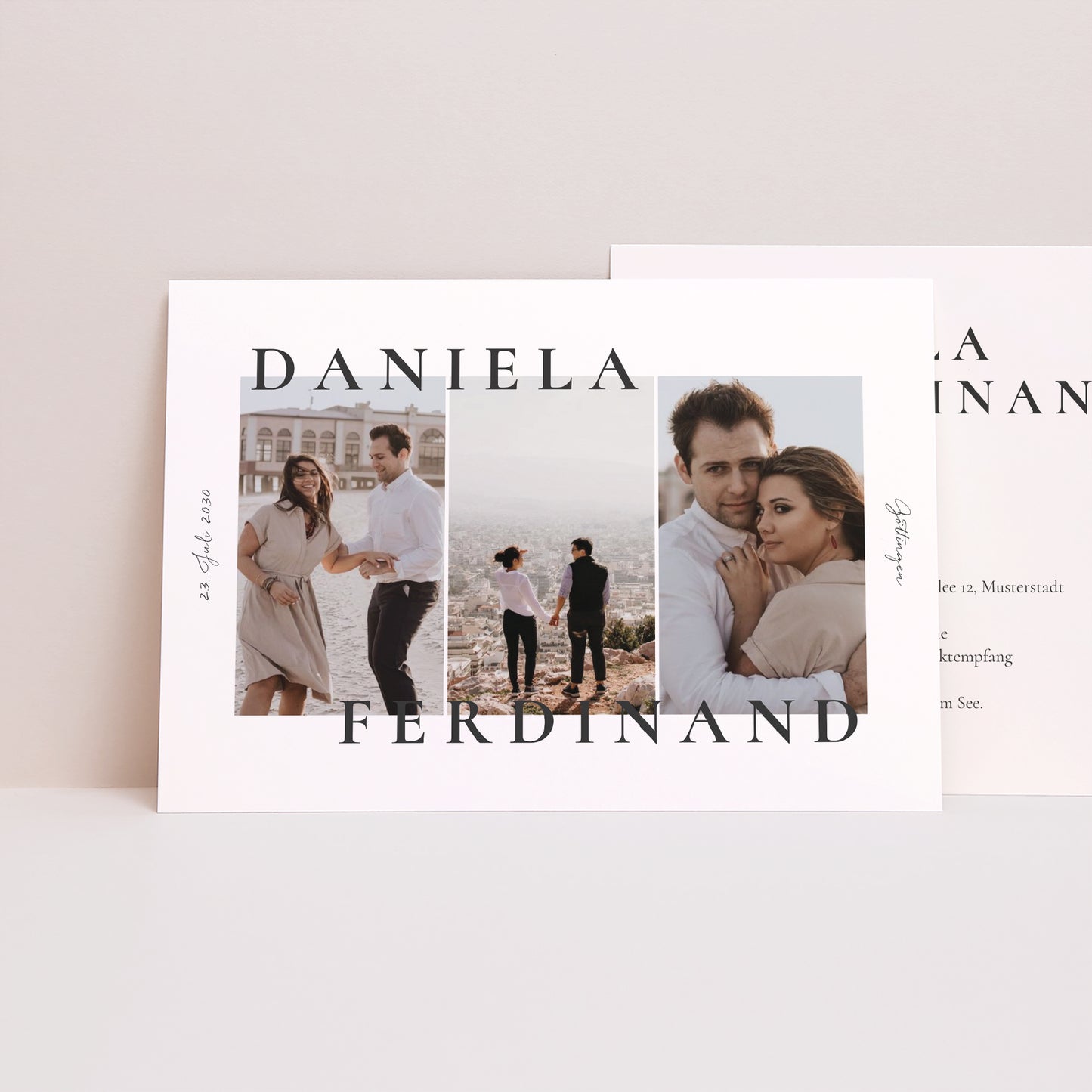 Hochzeitseinladung Landschaft Trio & Typo foto N° 1